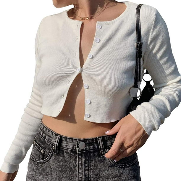 Women Sweater Cardigan Knitwear Long Sleeve V Neck Button Basic Slim Casual Tops